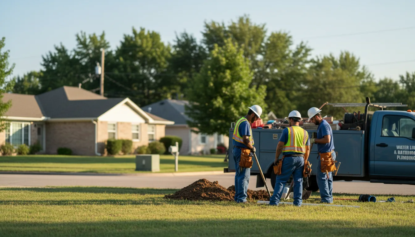 Residential water line and bathroom plumbing service in Ellinger, TX